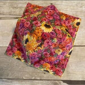 Floral Microwave Bowl Cozy W/Sunflowers Reversible All Cotton